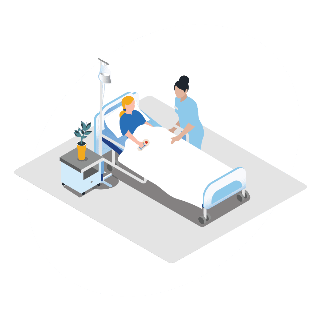 A Nurse helping a patient in a hospital